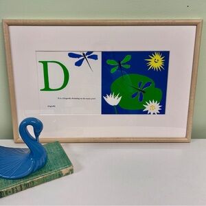 “D is a Dragonfly” Unpublished Alphabet Children’s Book Litho Wall Hanging Frame